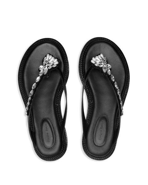 Simone Rocha White Crystal-Embellished Slides