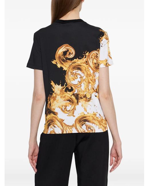 Versace Jeans Couture Black Baroque-Print Cotton T-Shirt