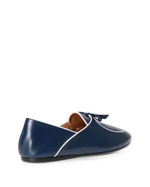 Polo Ralph Lauren Blue Bow-Detail Piped Loafers
