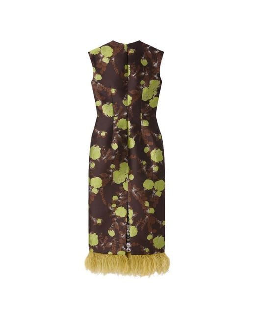 LaDoubleJ Brown Sleek Dress With Feathers