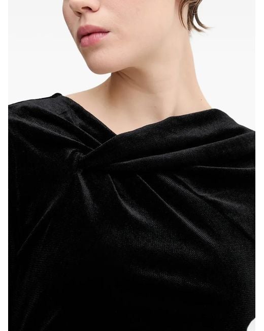 DKNY Black Twisted Long-Sleeve Mini Dress