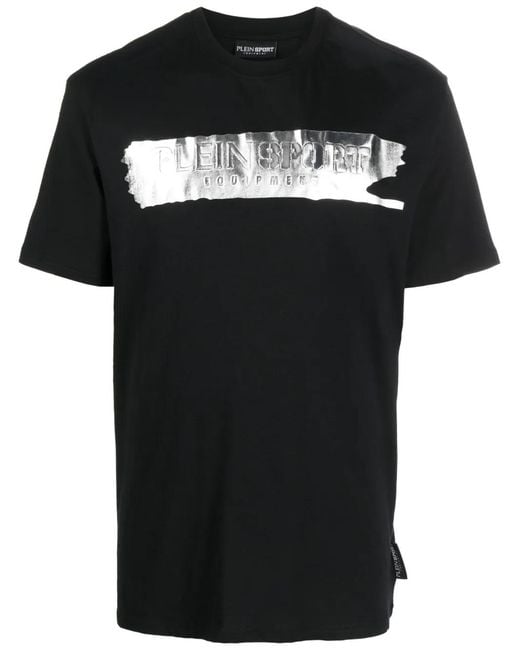 Philipp Plein Black Ss Brush Cotton T-Shirt for men