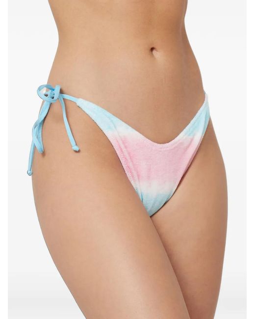 Mc2 Saint Barth White Norah Tie-Dye Terry-Cloth Bikini Bottoms