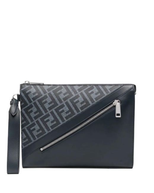 Fendi Diagonal Clutch in Gray für Herren