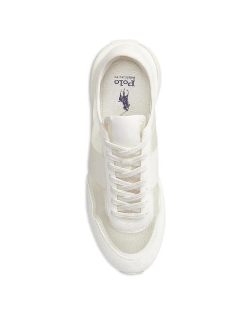 Polo Ralph Lauren White Train 89 Tonal Stripes Sneakers