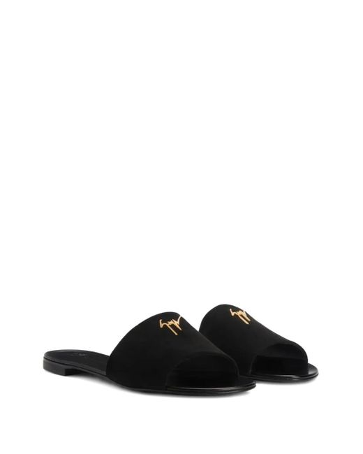Giuseppe Zanotti Black Logo-Plaque Mules