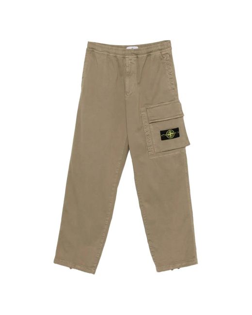 Stone Island White Logo-Patch Cargo Pants for men