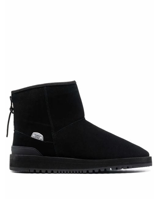 Suicoke Black Shearling-Trim Ankle Boots for men