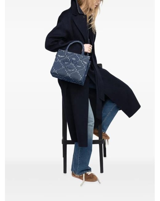 Zadig & Voltaire Blue Angel Tote Xs Denim Monogram