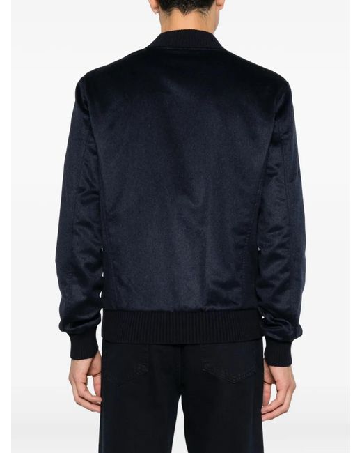 Barba Napoli Blue Zip-Up Bomber Jacket for men