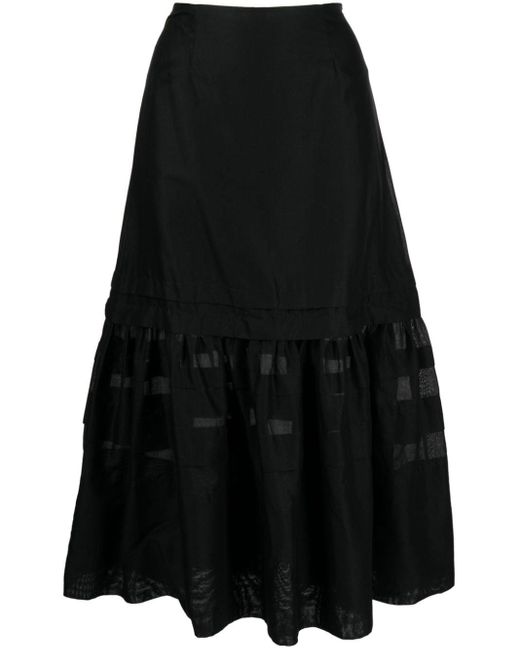 Molly Goddard Black Ruffled Tiered Midi Skirt