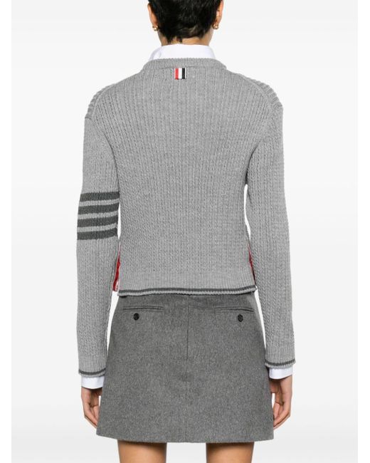 Thom Browne Gray Pullover mit Zopfmuster