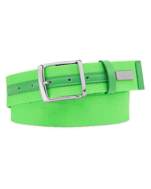 Philipp Plein Green Leather-trim Buckle Belt for men