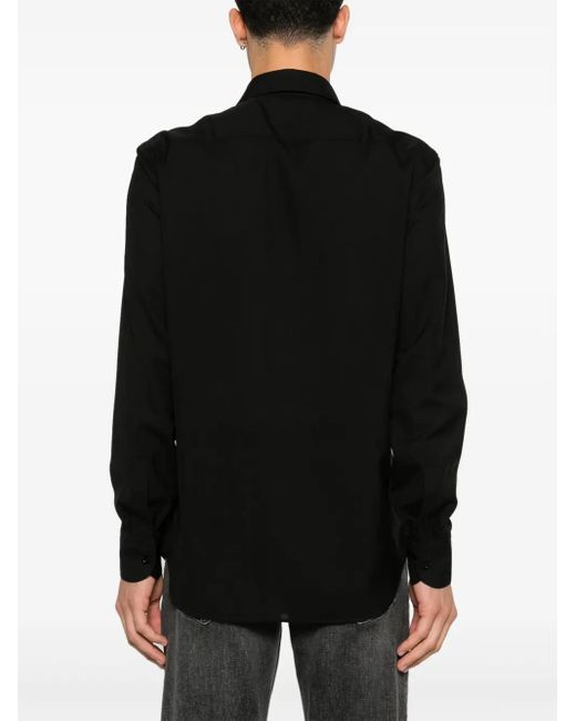 PT Torino Black Virgin Wool Shirt for men