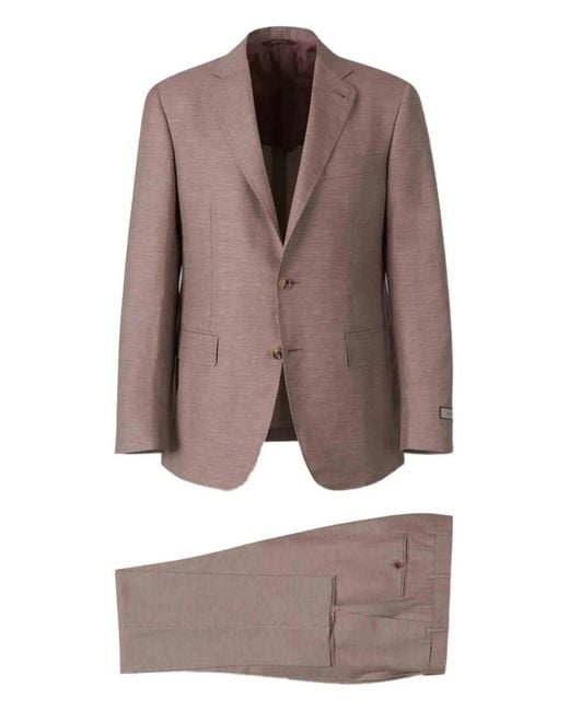 Canali Brown Single-Breasted Suit for men