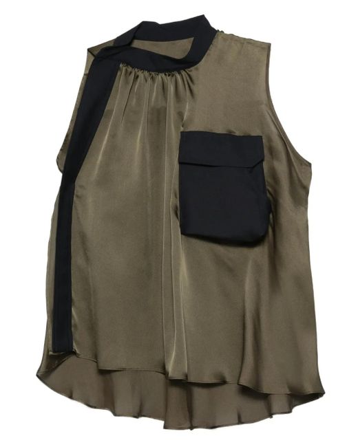 Top Con Ruches di Sacai in Green