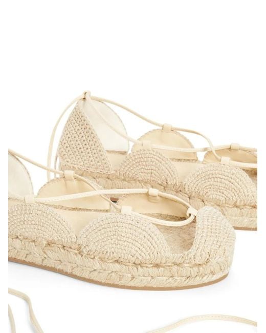Loewe Natural Lace-Up Flat Espadrilles