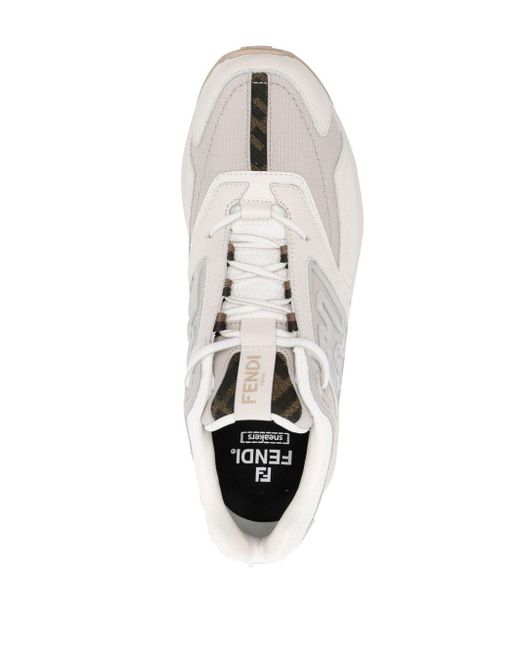 Fendi White Panelled Low-top Sneakers for men