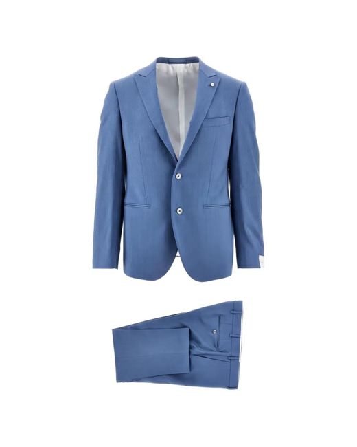 Luigi Bianchi Blue Single-Breasted Notched-Lapel Suit for men