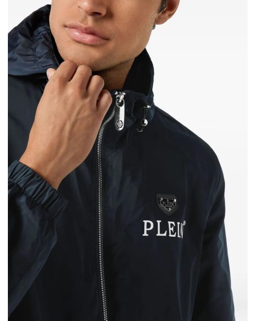 Philipp Plein Blue Nylon Windbreaker for men