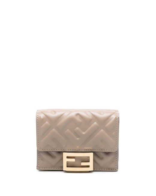 Fendi Gray Baguette Leather Trifold Wallet
