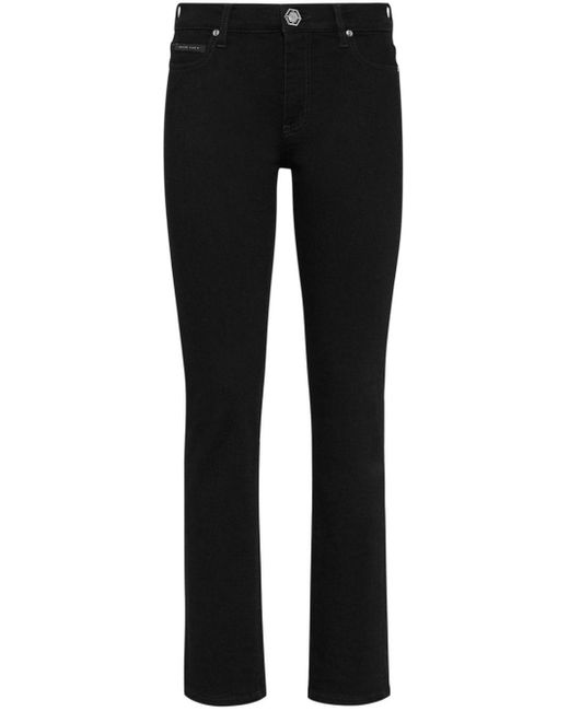 Philipp Plein Black Halbhohe Skinny-Jeans