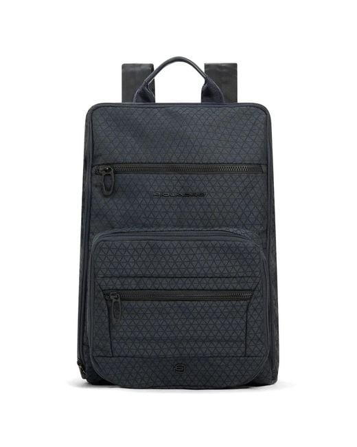 Piquadro Black Foldable Expandable Backpack for men