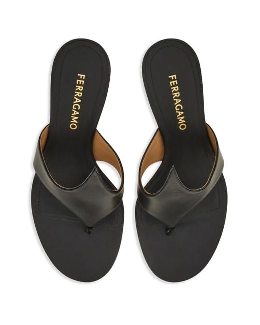 Ferragamo Black Fiamma Sandals