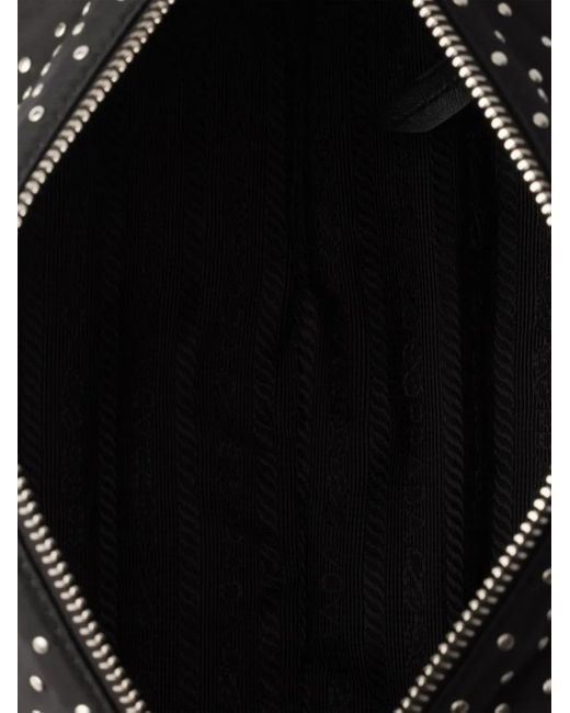 Bolso de hombro Re-Nylon con apliques Prada de color Black