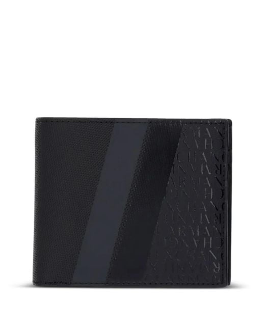 ARMANI EXCHANGE Black Logo-Embossed Bi-Fold Wallet for men