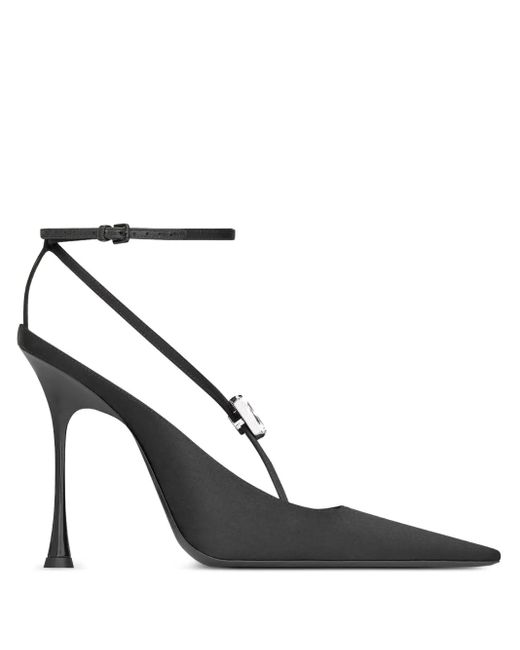 Saint Laurent Black Harlow Crystal-Embellished Slingback Pumps