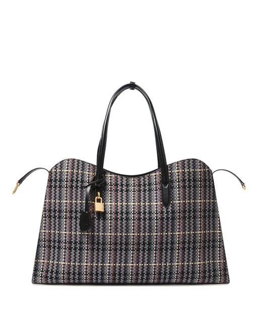 Stella McCartney Black Checked Woven Tote Bag