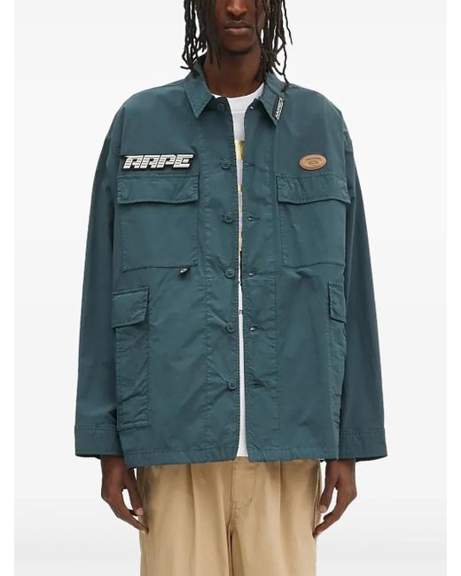 Aape By A Bathing Ape Blue Cargo-Pocket Overshirt for men