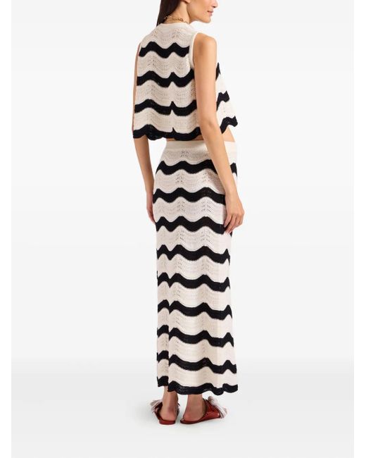 LaDoubleJ White Chevron-Wave Maxi Skirt