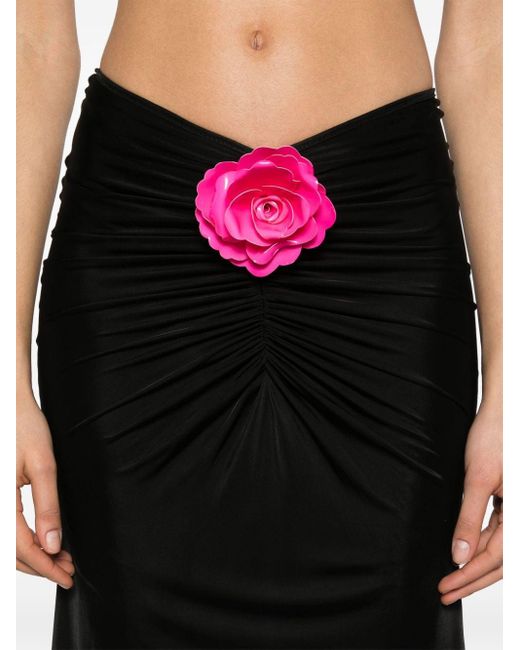 Falda larga con broche floral David Koma de color Black