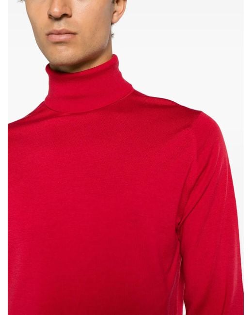 メンズ John Smedley タートルネック セーター Red