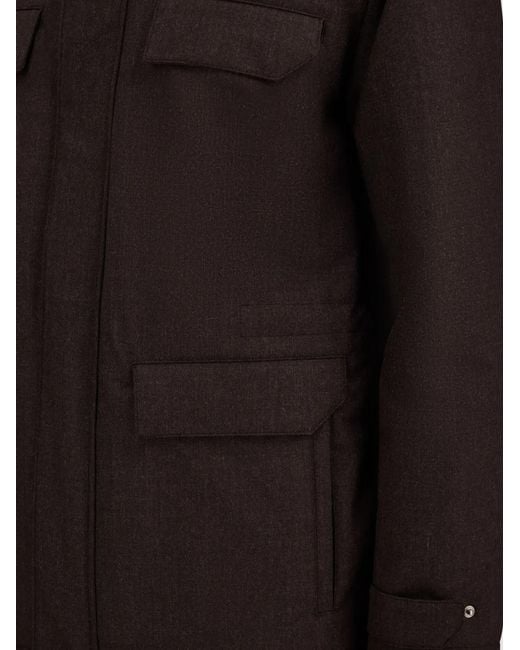Herno Brown Flannel Field Jacket for men