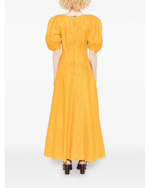 Gabriela Hearst Yellow Puffed-Sleeve Maxi Dress