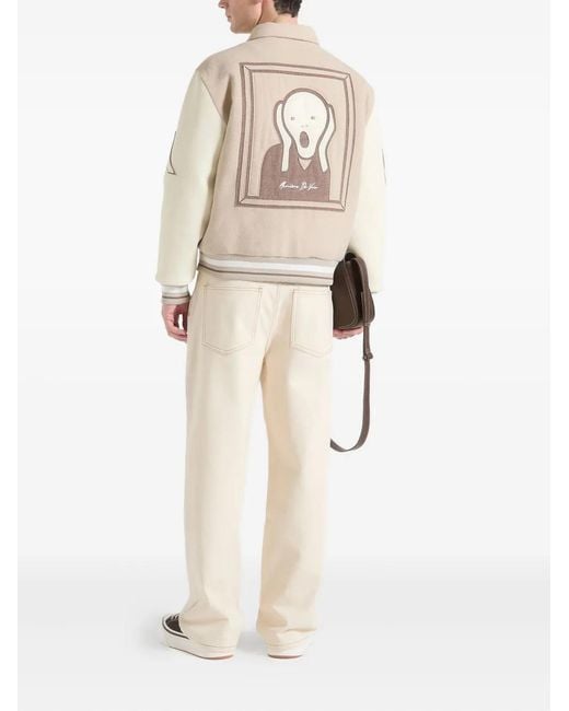 Manière De Voir Natural Wool-Blend Varsity Jacket for men