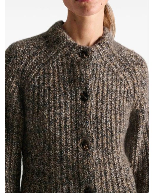 Dorothee Schumacher Gray Luxury Love Chunky-Knit Button-Up Cardigan