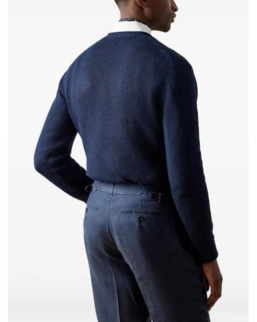 Ralph Lauren Blue Bear-Appliqué Crew-Neck Sweater for men