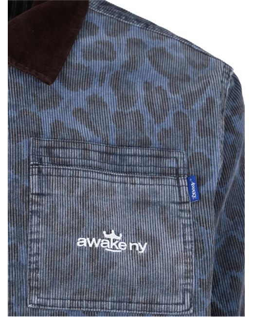 AWAKE NY Blue Ny Leopard-print Denim Jacket for men
