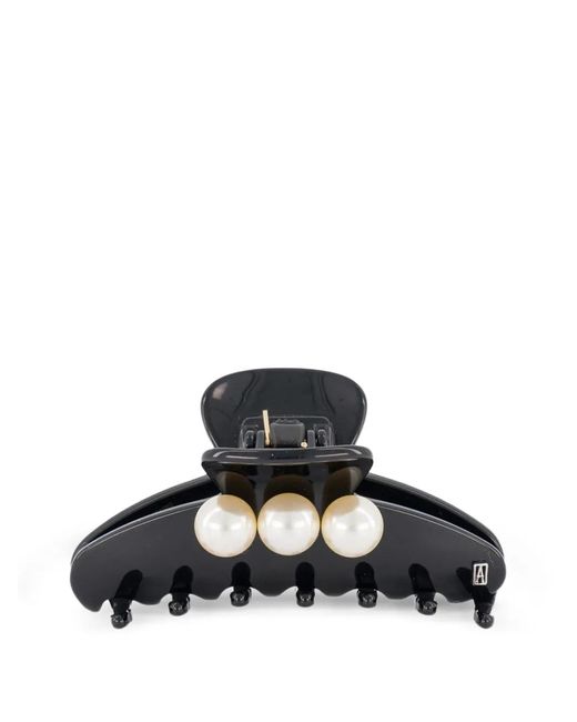 Alexandre De Paris Black Faux Pearl-Embellished Hair Clip