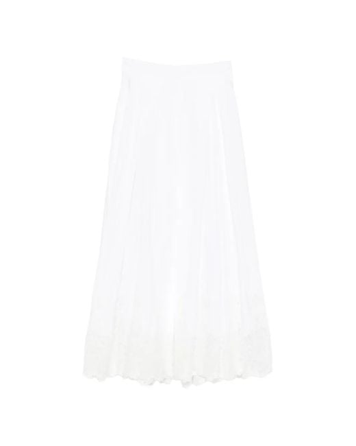 Ermanno Scervino White Lace-Trim Midi Skirt