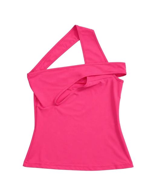 OTTOLINGER Pink Asymmetric-Shoulder Top