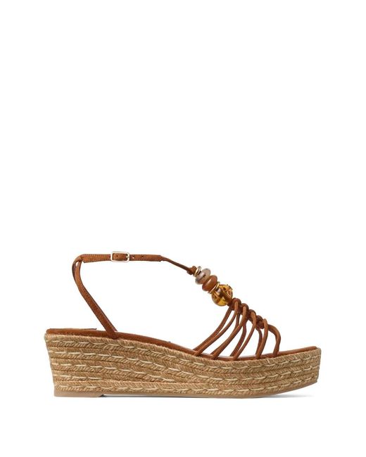 Jimmy Choo Brown Lemi Wedge 50 Tan Suede Wedge Sandals With Beads