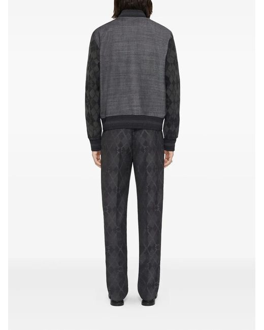 Givenchy Gray Monogram-Print Denim Varsity Jacket for men