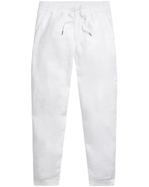 Pantalon En Lin À Taille À Lien De Resserrage Polo Ralph Lauren pour homme en coloris White