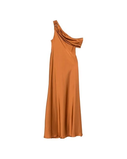 Ralph Lauren Orange Robe Drapée À Une Épaule