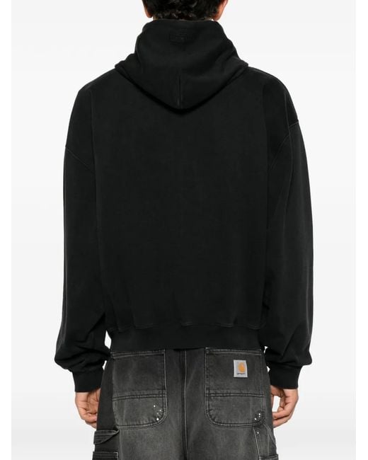 Vetements Black Logo-Print Zip-Up Hoodie for men